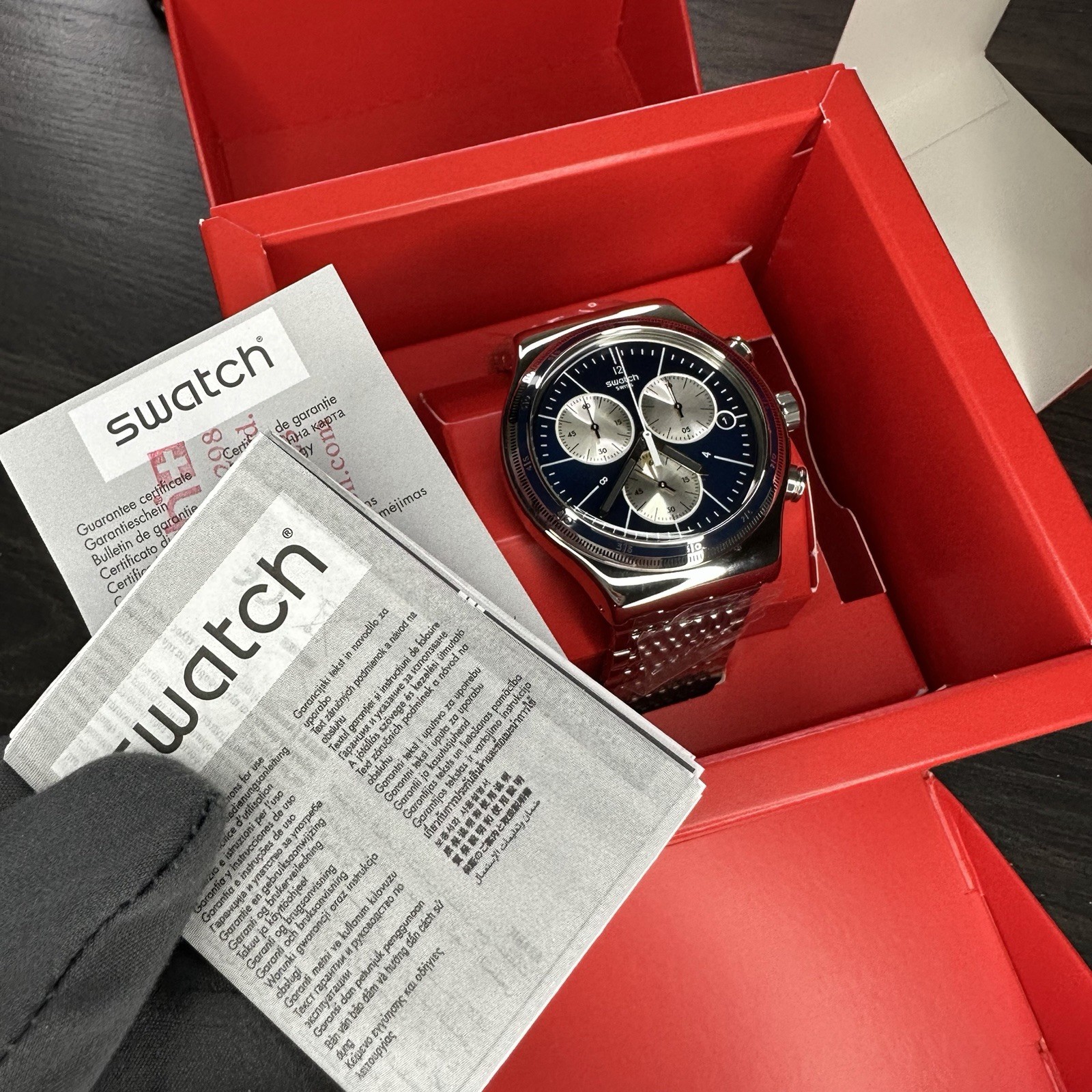 NEW✅LIMITED EDITION✅ Swatch Irony Wales Chronograph Steel Men’s Watch YVS410