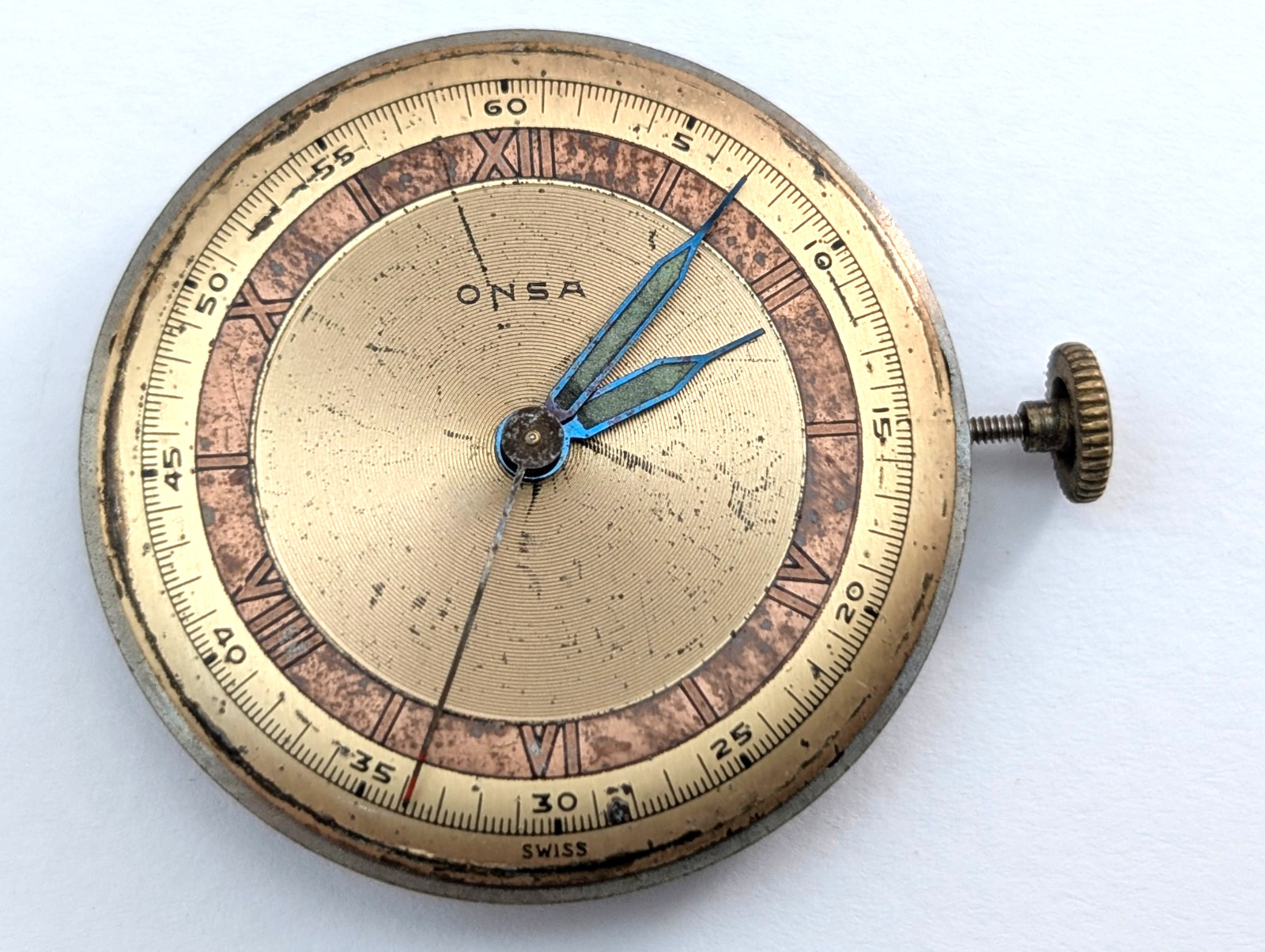 Vintage ONSA 17 Jewels Swiss Manual Wind Men’s 27mm Watch Movement PARTS REPAIR