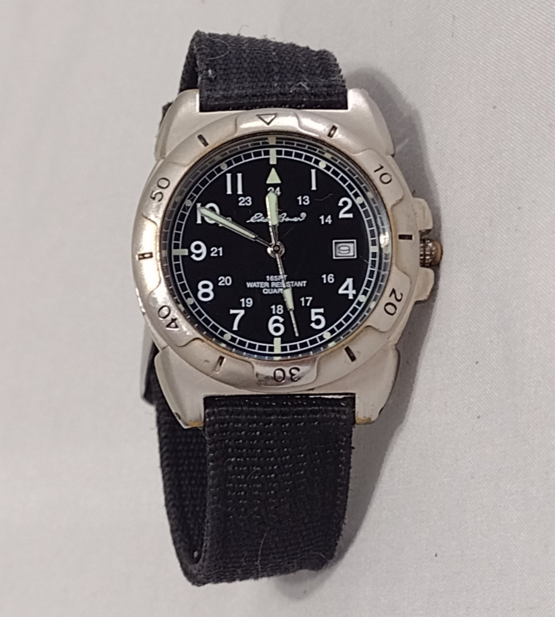 Men’s EDDIE BAUER Military Watch 3565 w/ New Battery – Works Great! e77
