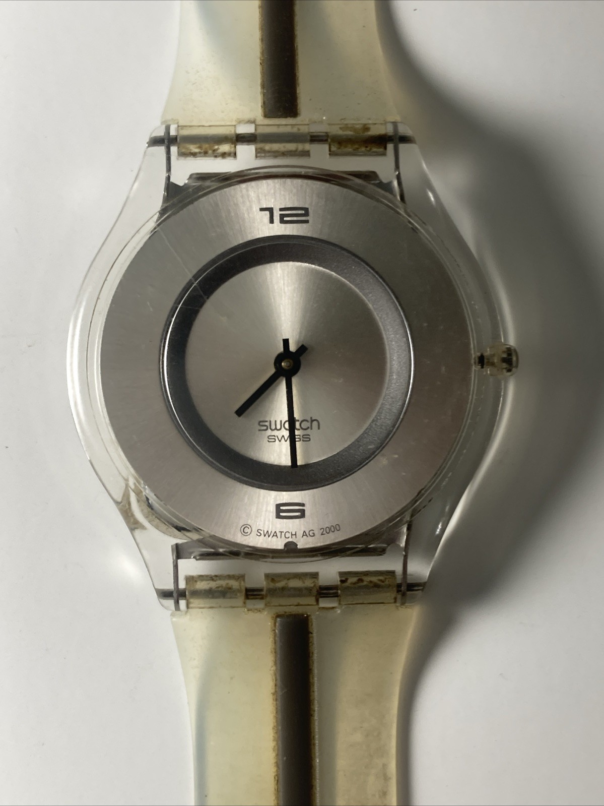 SWATCH WATCH CLEAR SILVER