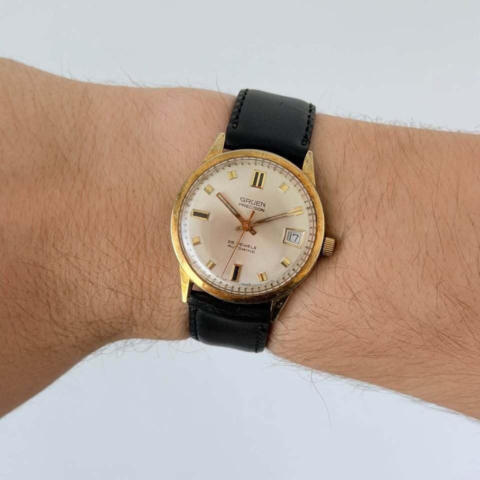 Vintage Gruen Precision Autowind Watch – 25 Jewels, Gold Tone, Date