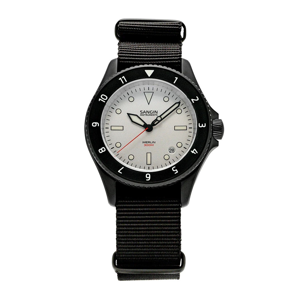 Sangin Merlin GMT DLC Matte Polar White Watch WoE Commander Bond + 5 Straps