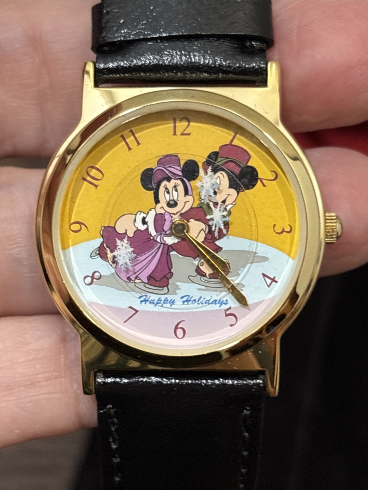 Mickey & Minnie Mouse 1998 Cast Holiday Celebration Ice Skating Watch Untested