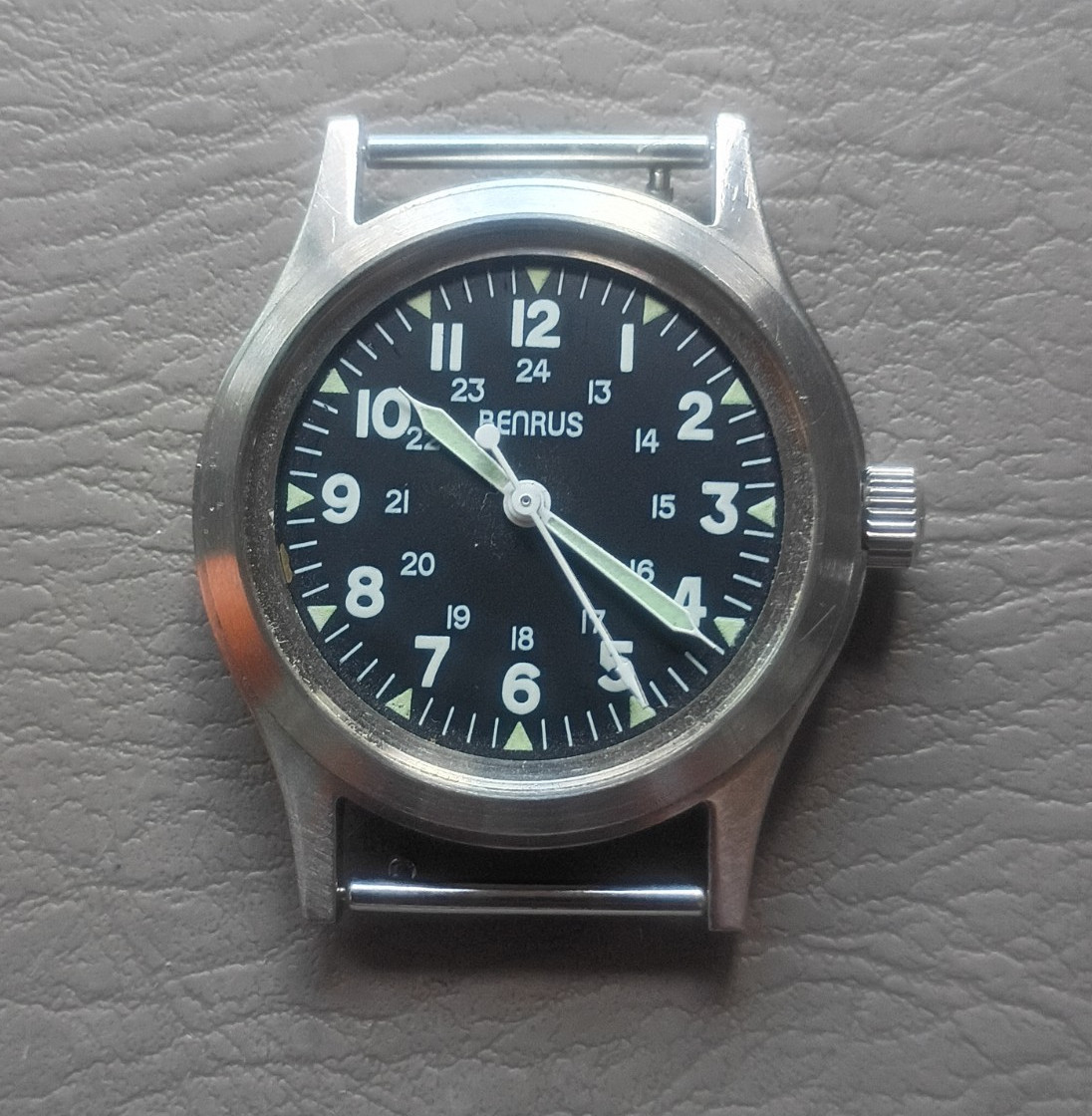 Benrus MIL-W-46374 Reissue Military Manual Mechanical Wristwatch Black Dial