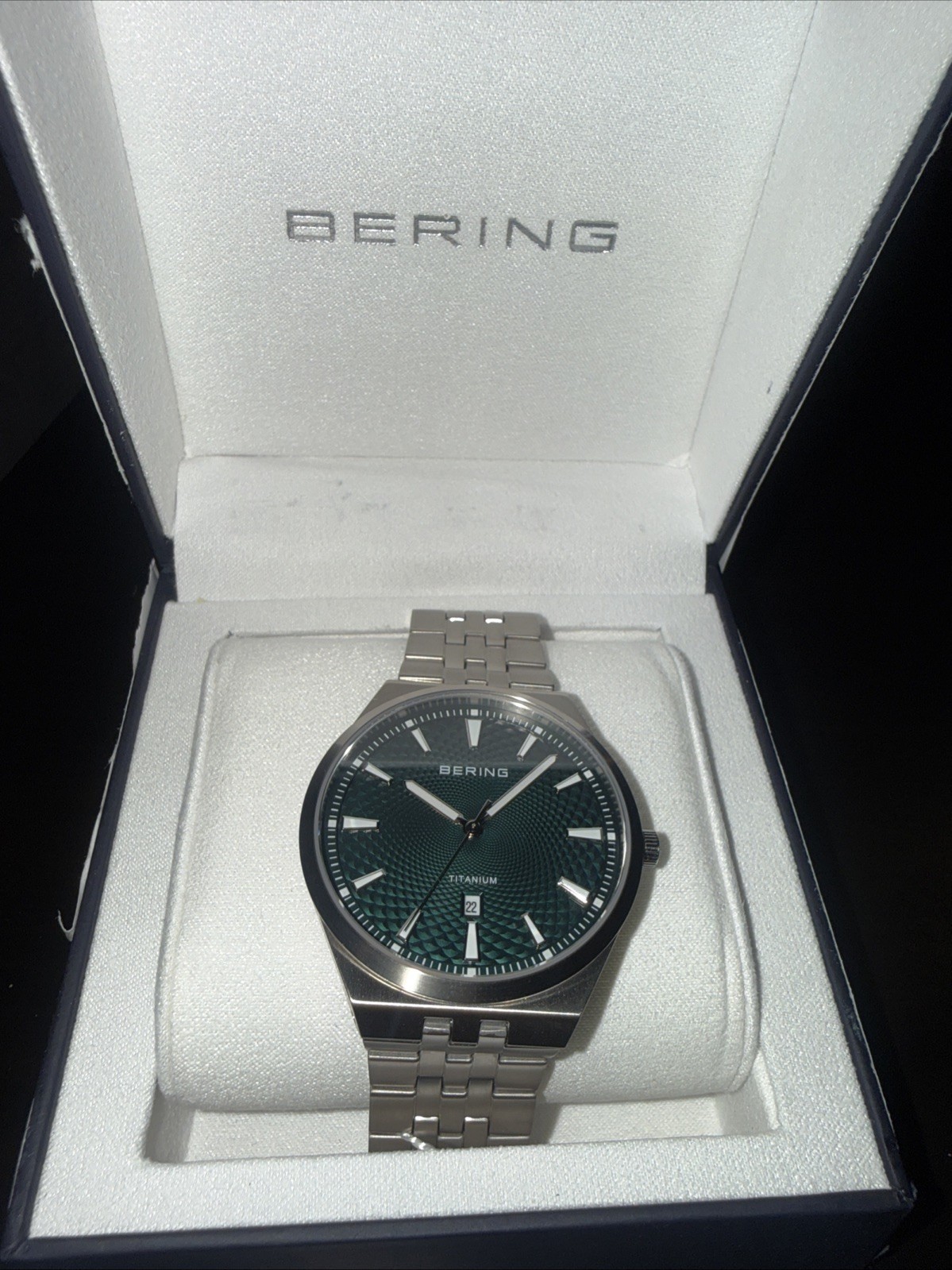Bering Titanium Green Dial Men’s Quartz Watch, 41mm