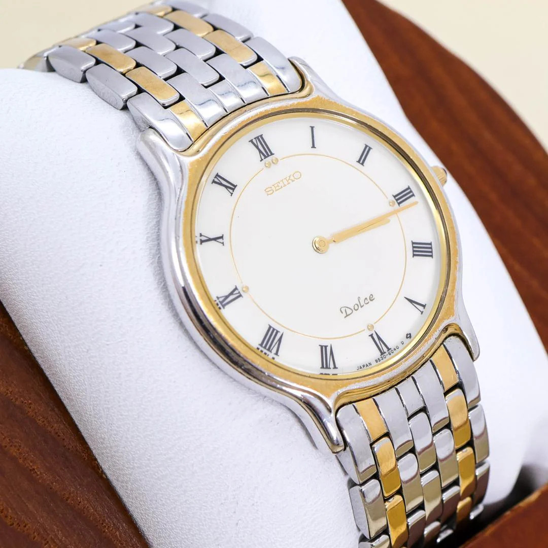 SEIKO Dolce Quartz Two-Tone White Dial Roman Numerals 35x31mm