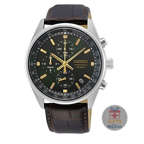 Seiko SSB385P1 Men’s Quartz Chronograph Watch 41mm Stainless Steel Leather Band