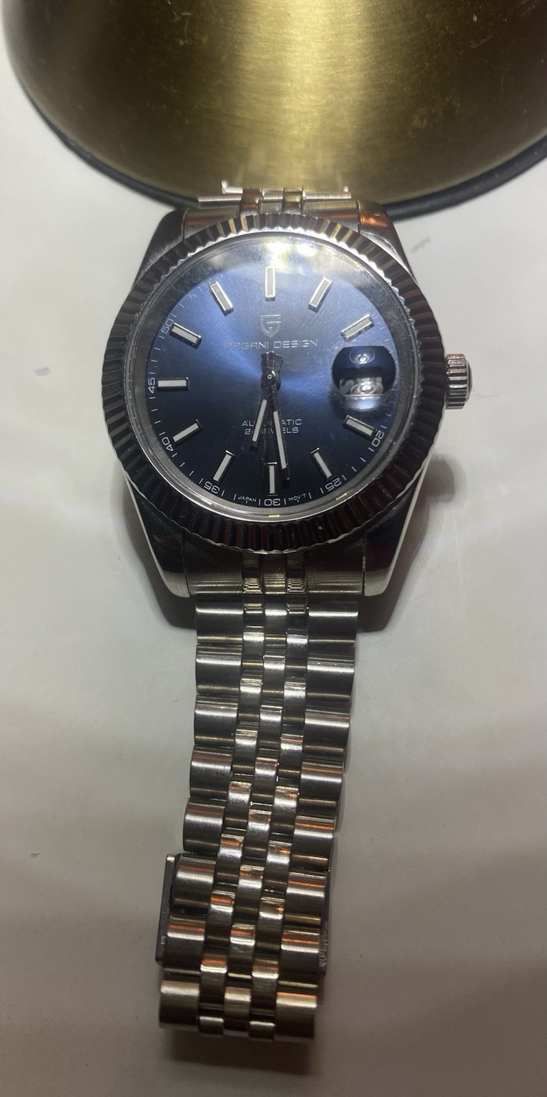 Pagani Design PD1645 Automatic Men’s Watch Blue Dial Date SS Silver Bracelet