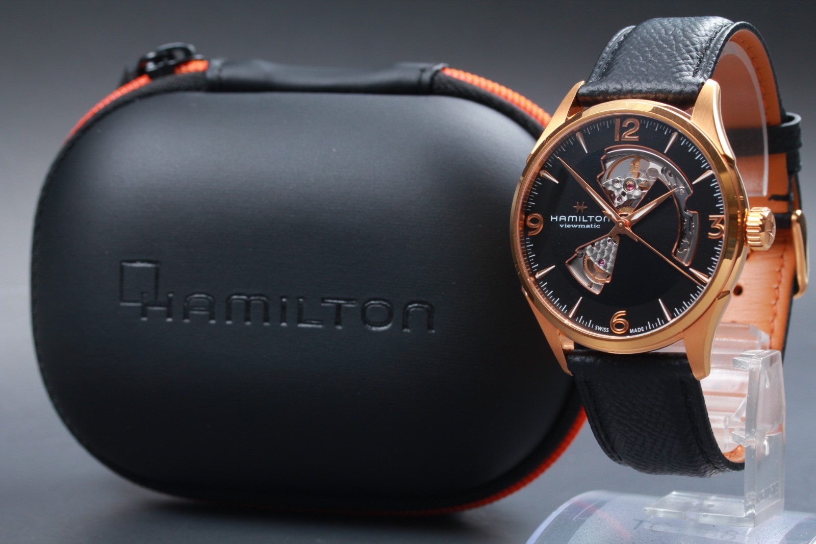 Hamilton Jazzmaster Open Heart H327350 Black Dial Automatic Mens Watch NEAR MINT