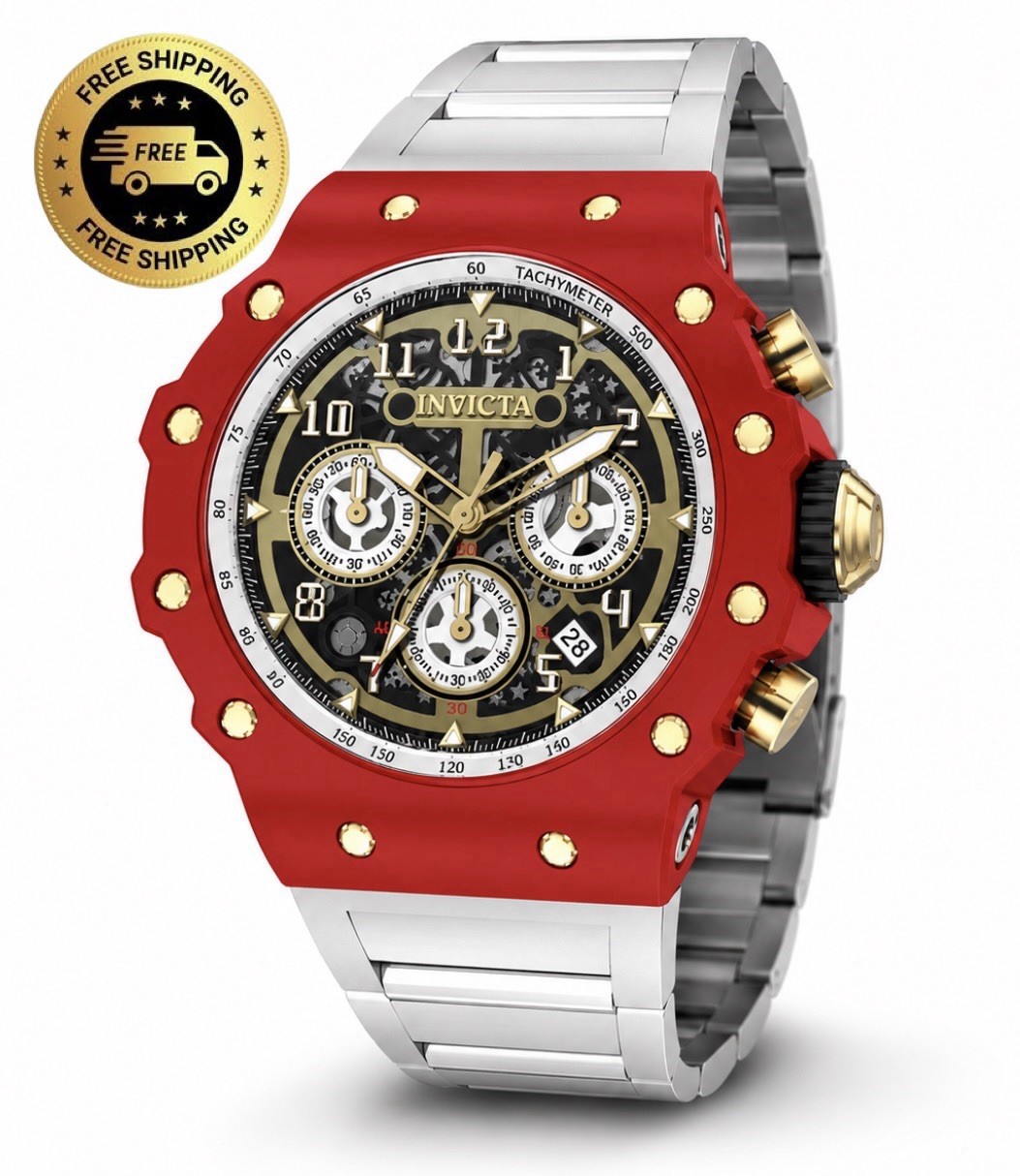 Invicta Racing Vaulthan Men’s Watch-44mm Red- White Band 🔥