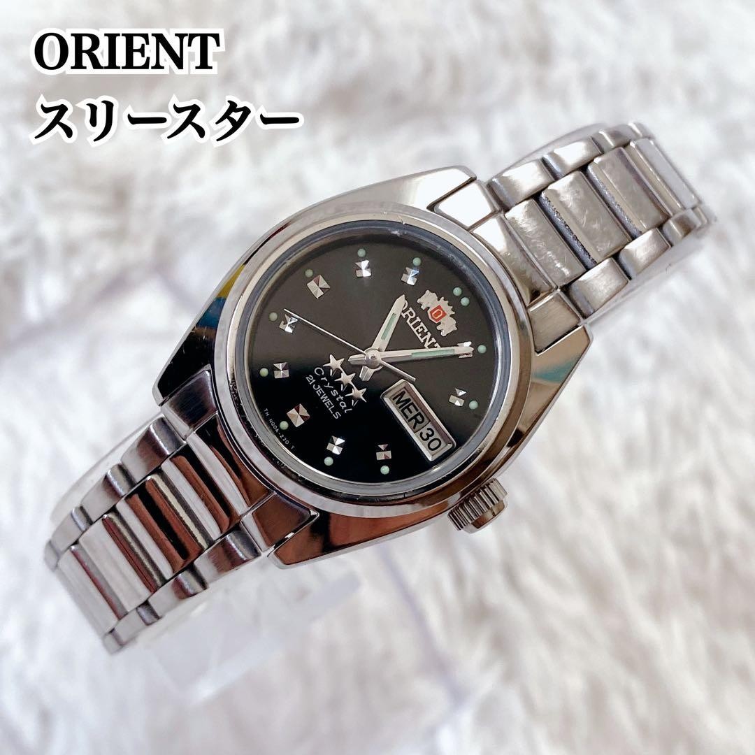 Orient Three Star Crystal Automatic Watch Black Dial Day-Date