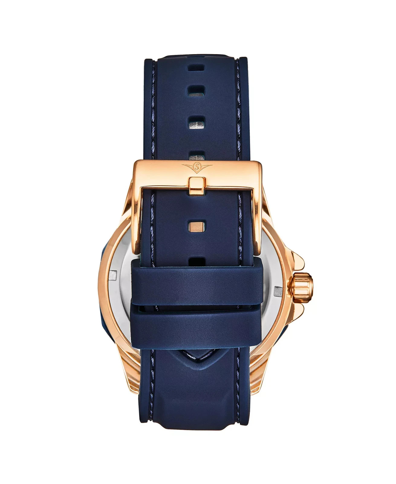 Stuhrling 4018 3 Edwardian Automatic Skeleton Blue Rose Silicone Mens Watch