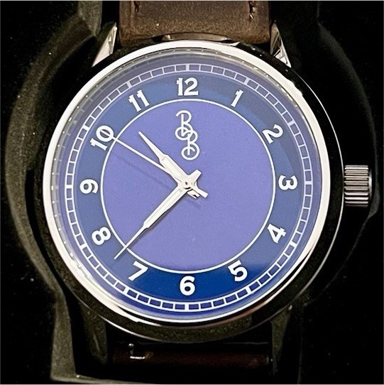 Beyond Boring Men’s Quartz Watch Blue Dial Brown Leather Strap 100m Box