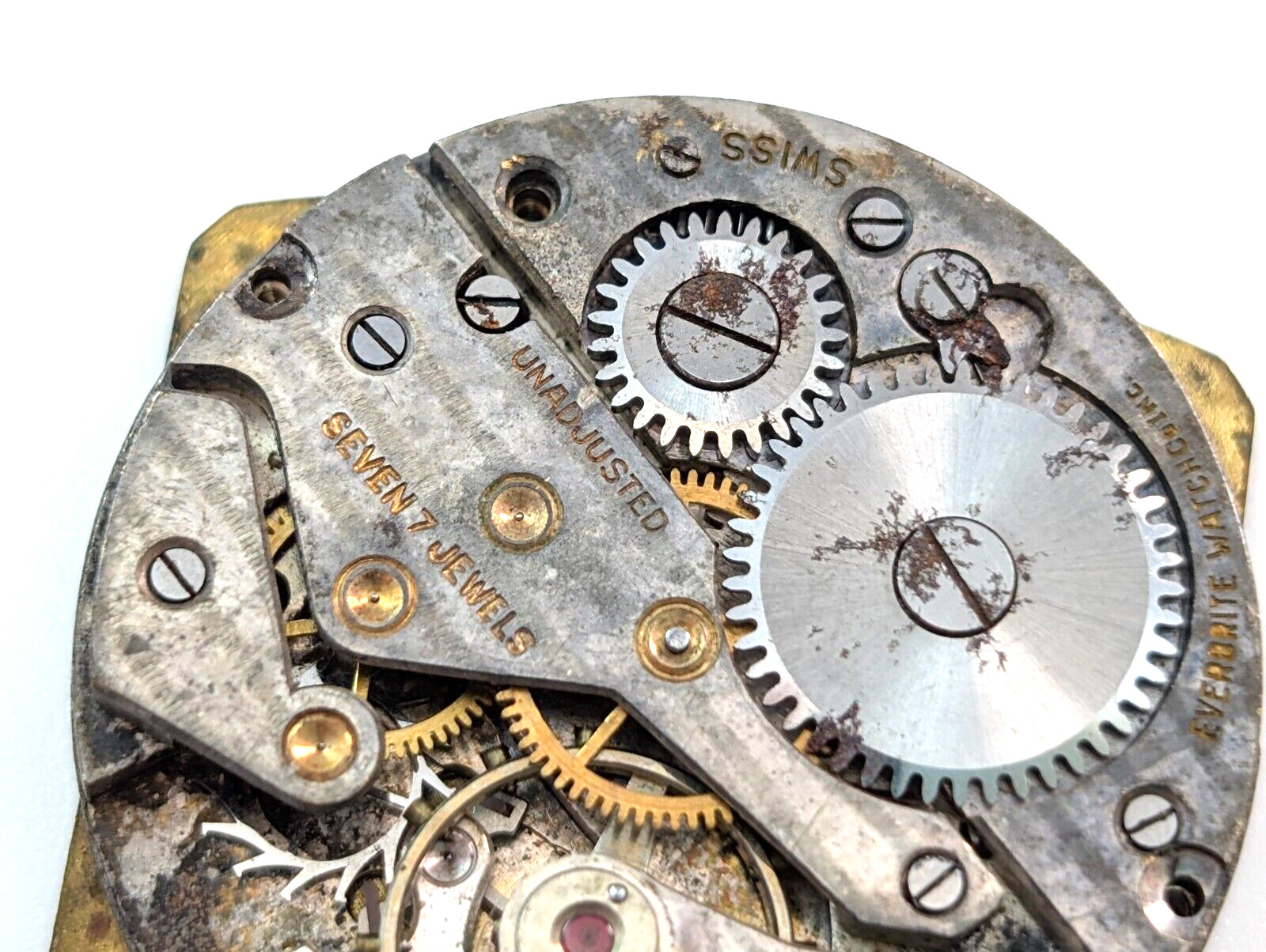 Vintage CROSBY Everbrite Watch Company Art Deco Men’s 25mm Movement PARTS REPAIR