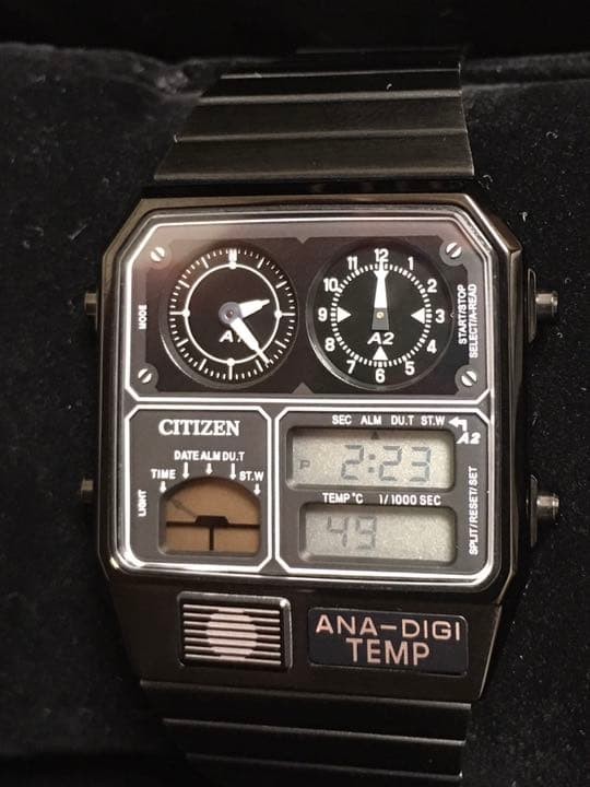 Citizen Ana Digi Temp Matte Black Record Label New Box with Accessories