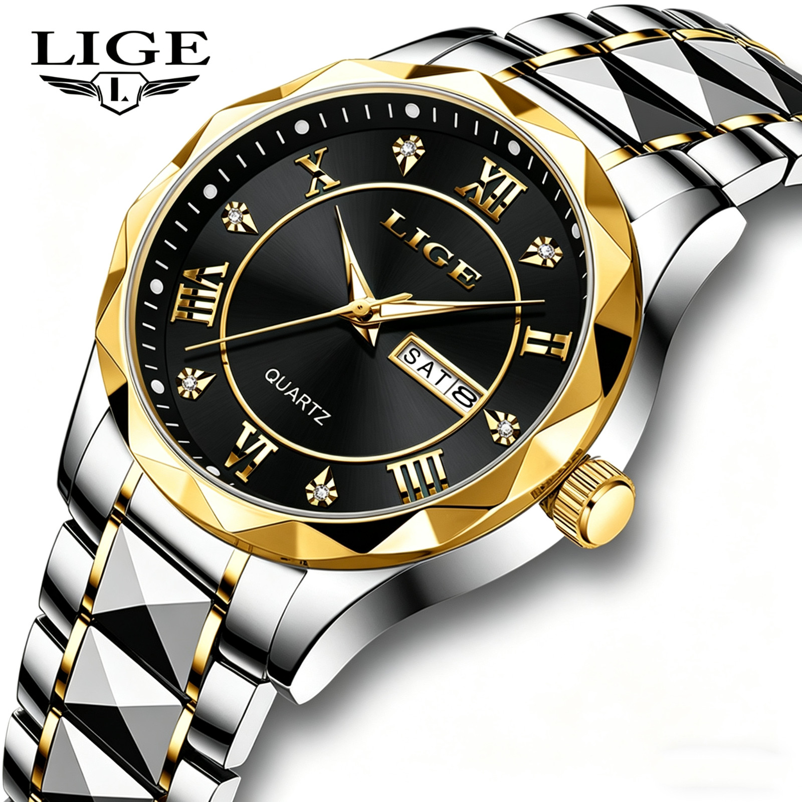 Men Business Watch Quartz Luminous Steel Date Waterproof Man Wristwatch Boxed