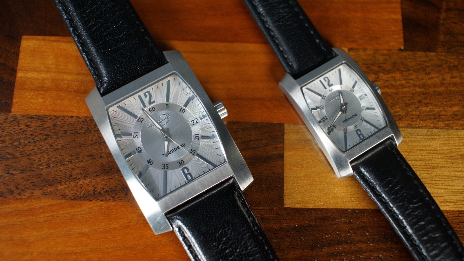 Tourneau Watch Gear His & Hers Tank Watch Set Quartz Date Watches Tonneau Silver
