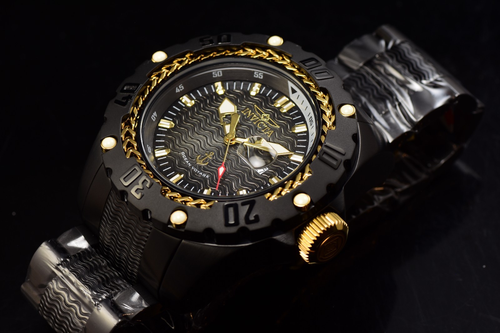 INVICTA CELESTIAL 43mm DARK Blue Dial Quartz Date CLASSIC Brown Leather Watch