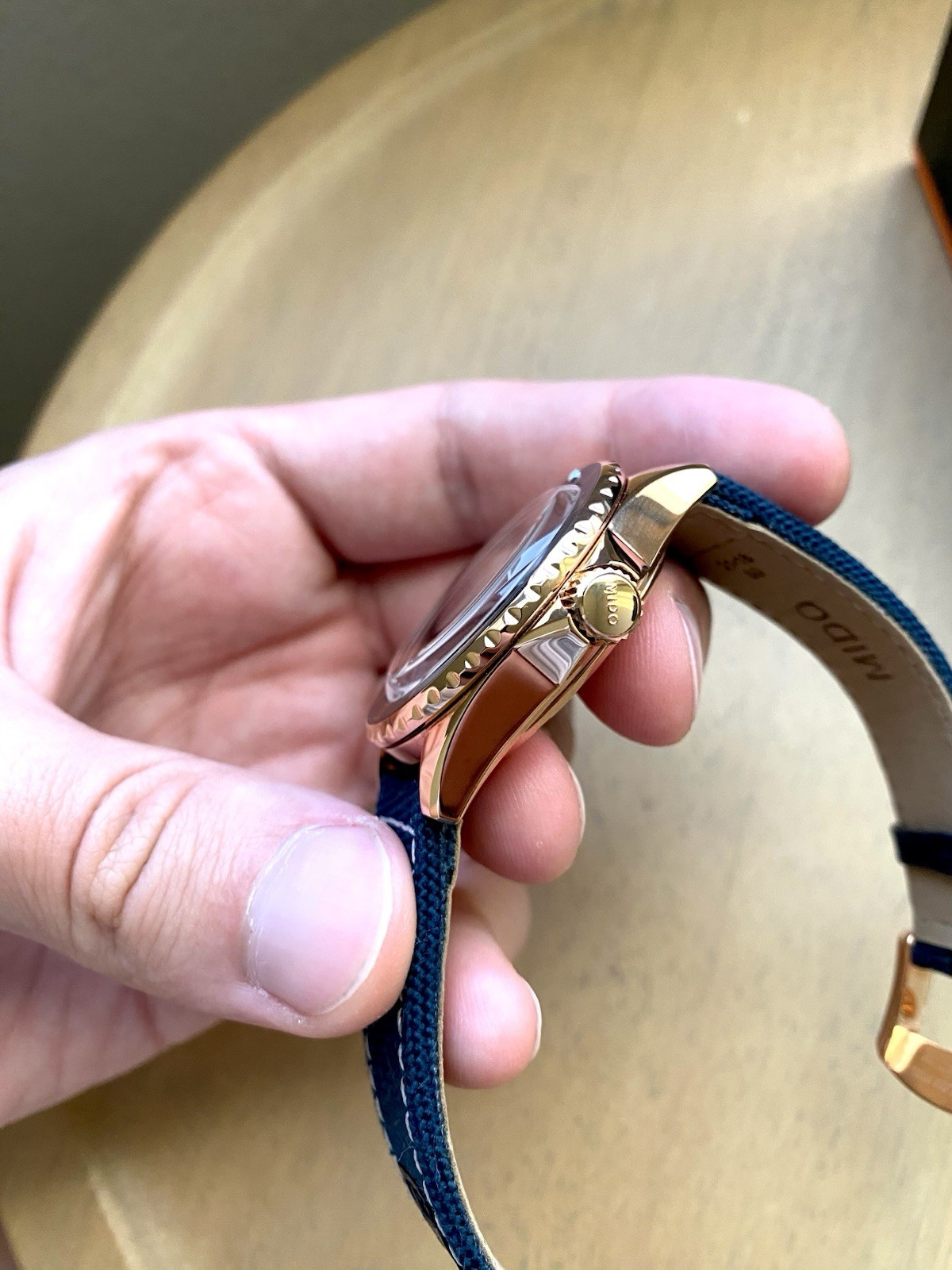 MIDO Ocean Star Automatic Diver Blue Dial/Bezel Rose Gold Case 40.5mm Day/Date