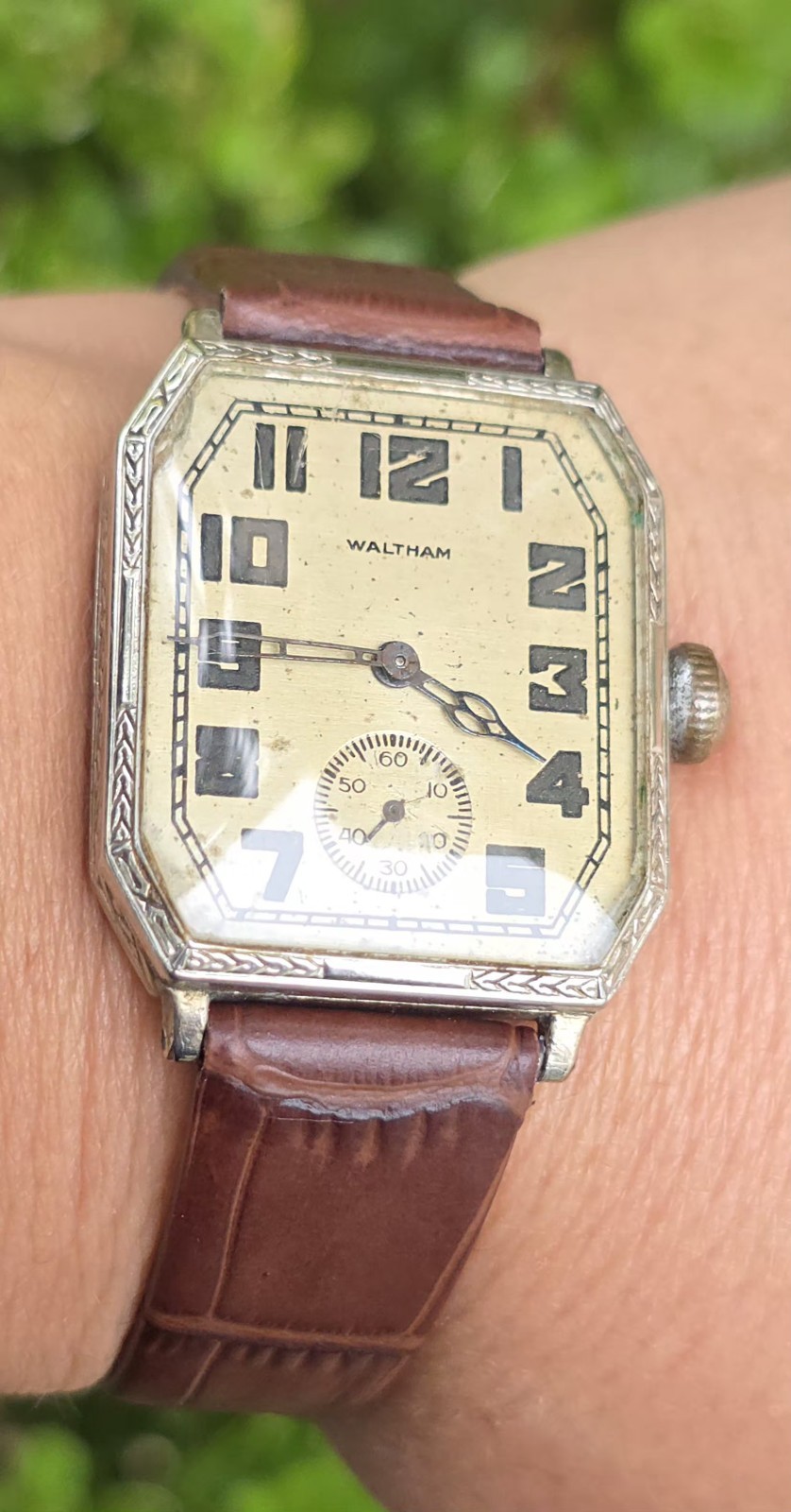 Vintage Antique 1927 Waltham Sapphire 14K WGF 15 Jewels Men’s Art Deco Watch