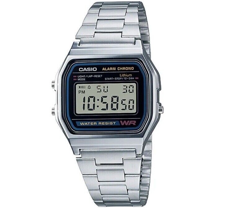 CASIO Men’s Watch A-158W Digital Silver Alarm Micro Light – NEW – Warranty