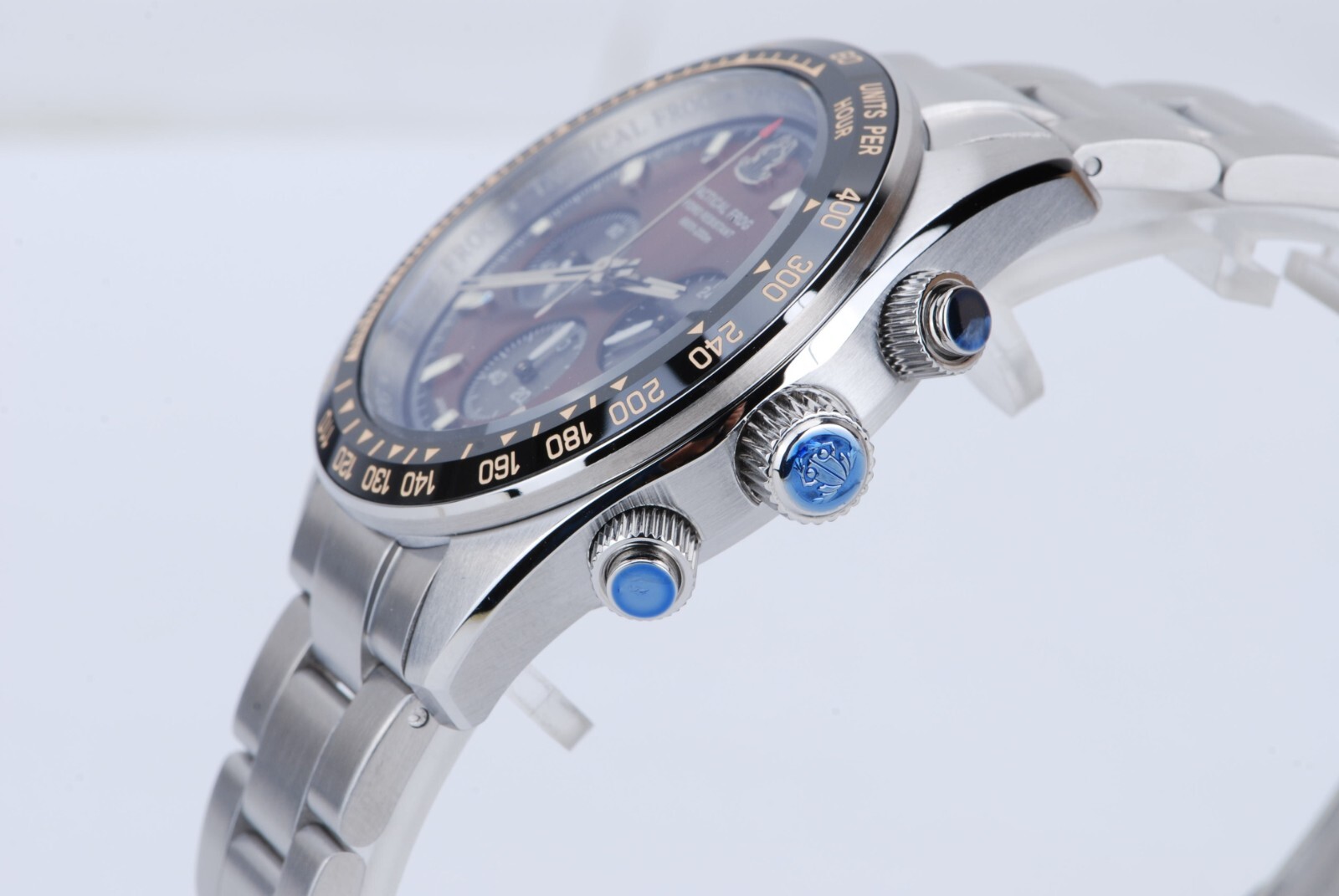 TACTICAL FROG VS75 Solar Quartz Chronograph Watch 41mm Paul Newman Panda No date