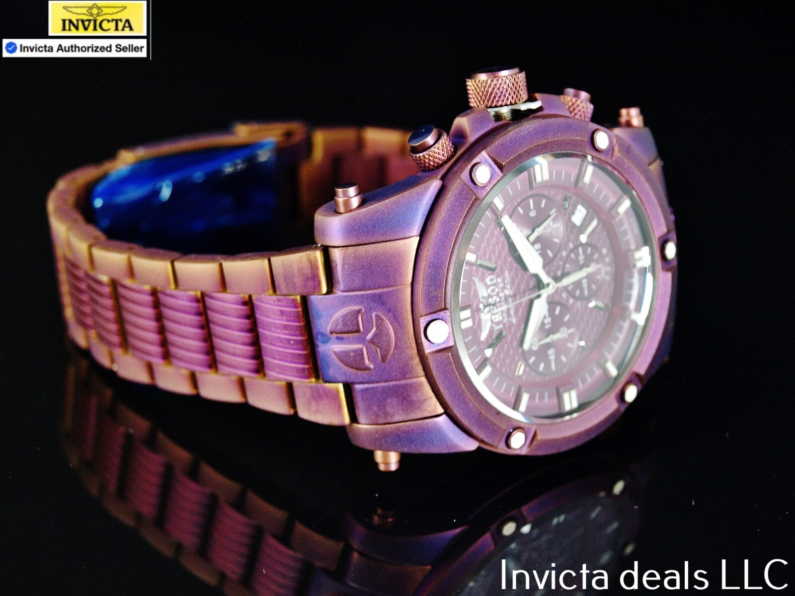 Tresod Men’s NAVMASTER Chrono SANDBLASTED Magenta Tone Sapphire Crystal SS Watch