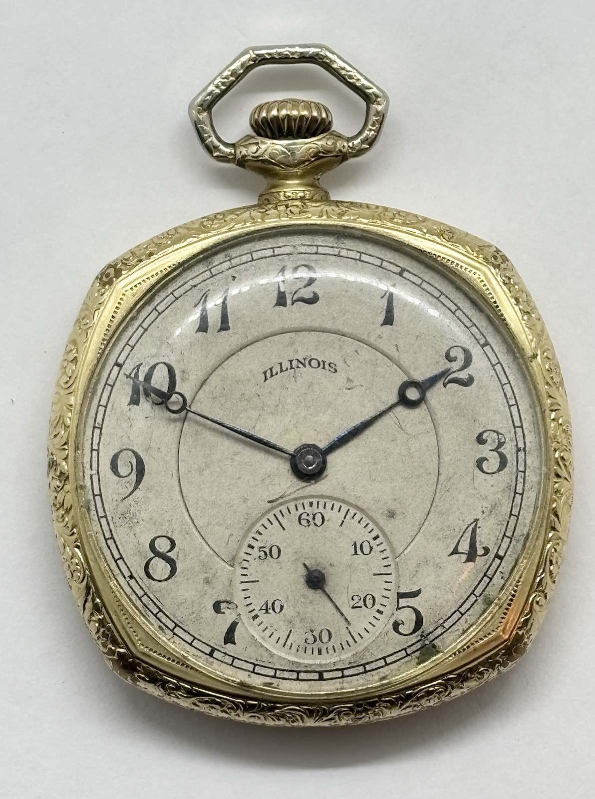 Antique 1907 Illinois Pocket Watch 255 Gold Plated 12s, 17 Jewel Dress Formal