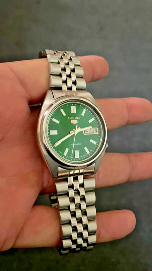 Seiko 5 Automatic Green Dial Day-Date Stainless Steel Men’s Watch
