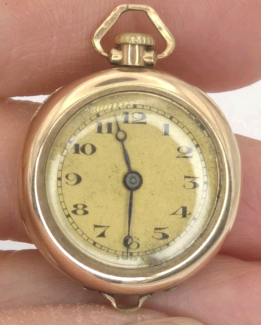 Sada Pendant Pocket Watch 15 Jewel 10k Rose Gold Filled SWCCO 10 1/2 Ligne