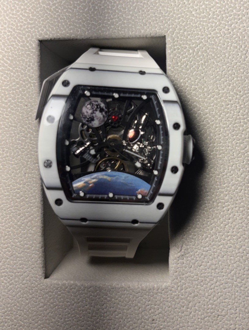 Invicta Automatic Skeleton Dial Wristwatch, White Silicone Strap, Box