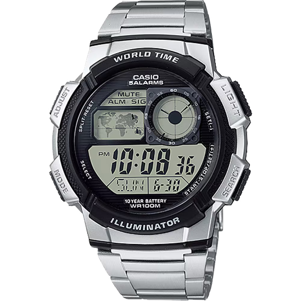 [Casio] CASIO World Time Digital Men’s Watch AE-1000WD-1AV Overseas Mode…