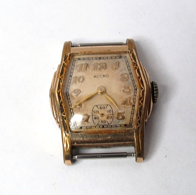 VTG 1950’S MEN’S ACCRO BOND 7’J GOLD PLATED WRISWATCH