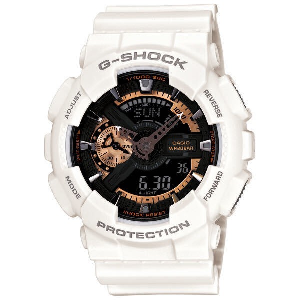 New CASIO G SHOCK GA 110RG 7AJF BIG CASE White Rose Gold 20 ATM Water Resistant