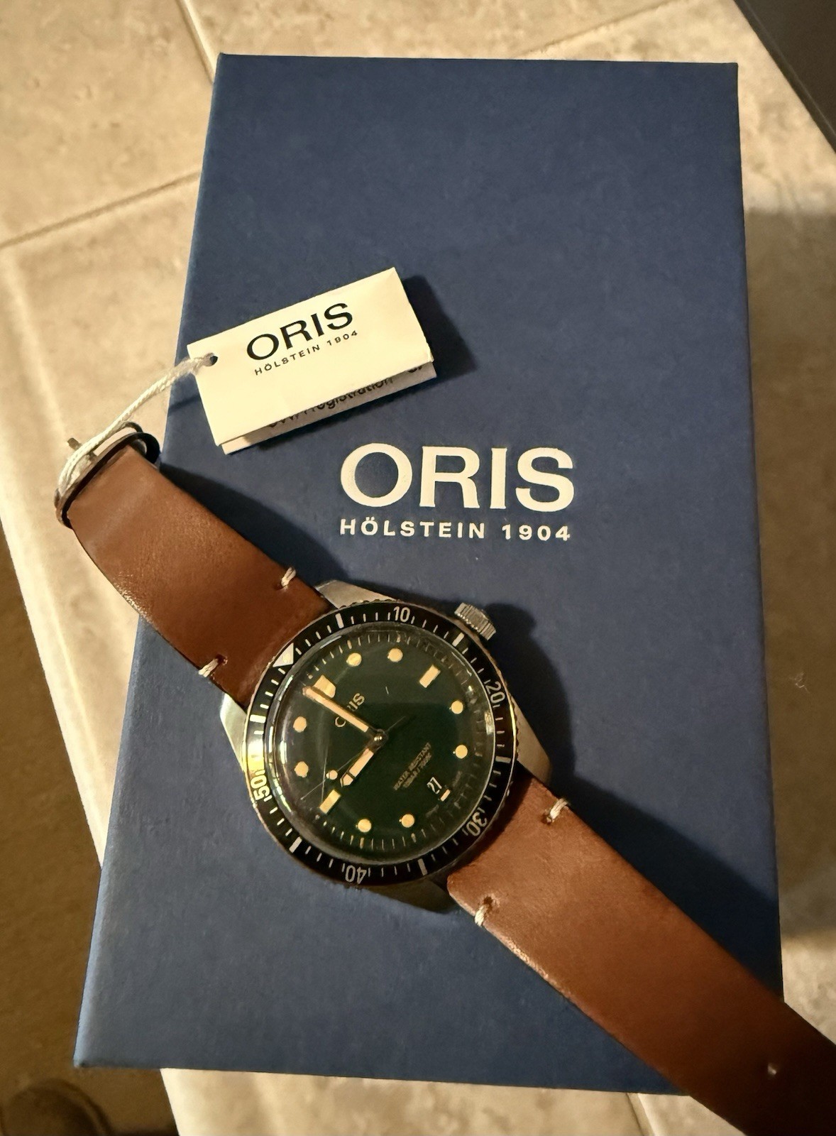 New Oris Divers Sixty-Five Green Dial Men’s Watch 01 733 7707 4357-07 5 20 45