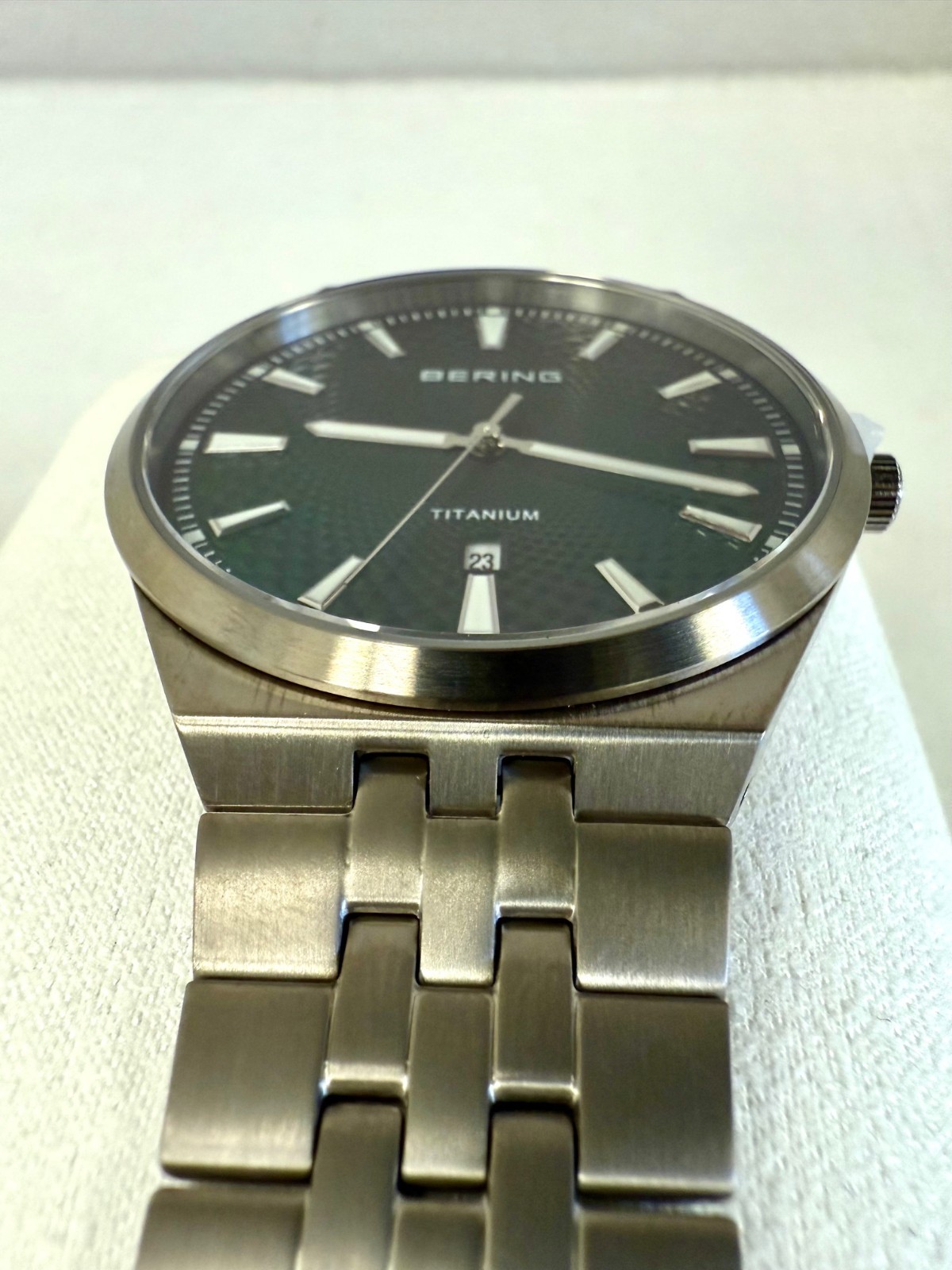 Bering Titanium Green Dial Men’s Quartz Watch, 41mm 16141-708