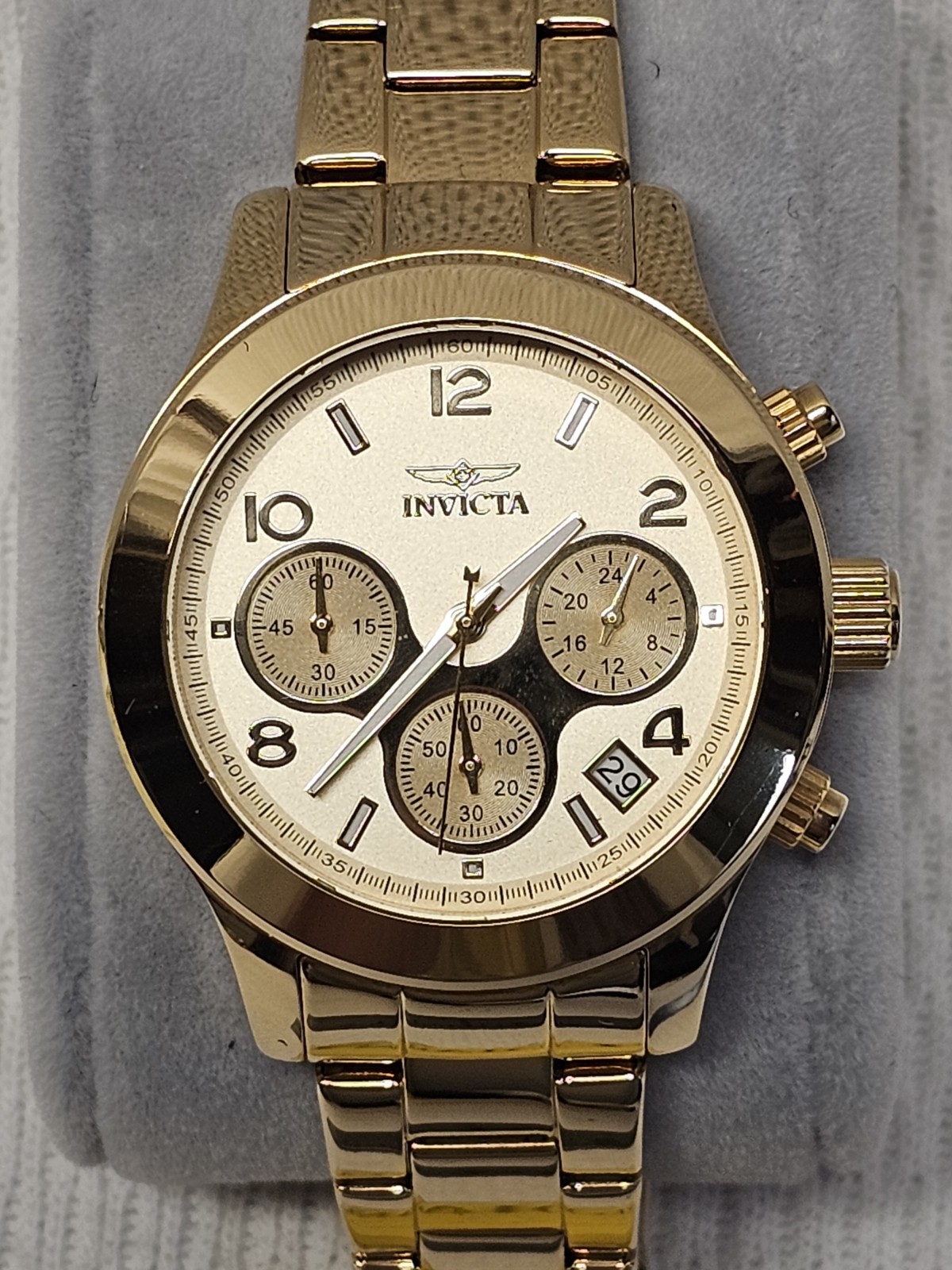 Invicta Angel Gold Tone Ladies Watch #19217 Tritnite Night Glow NWT Flame Fusion