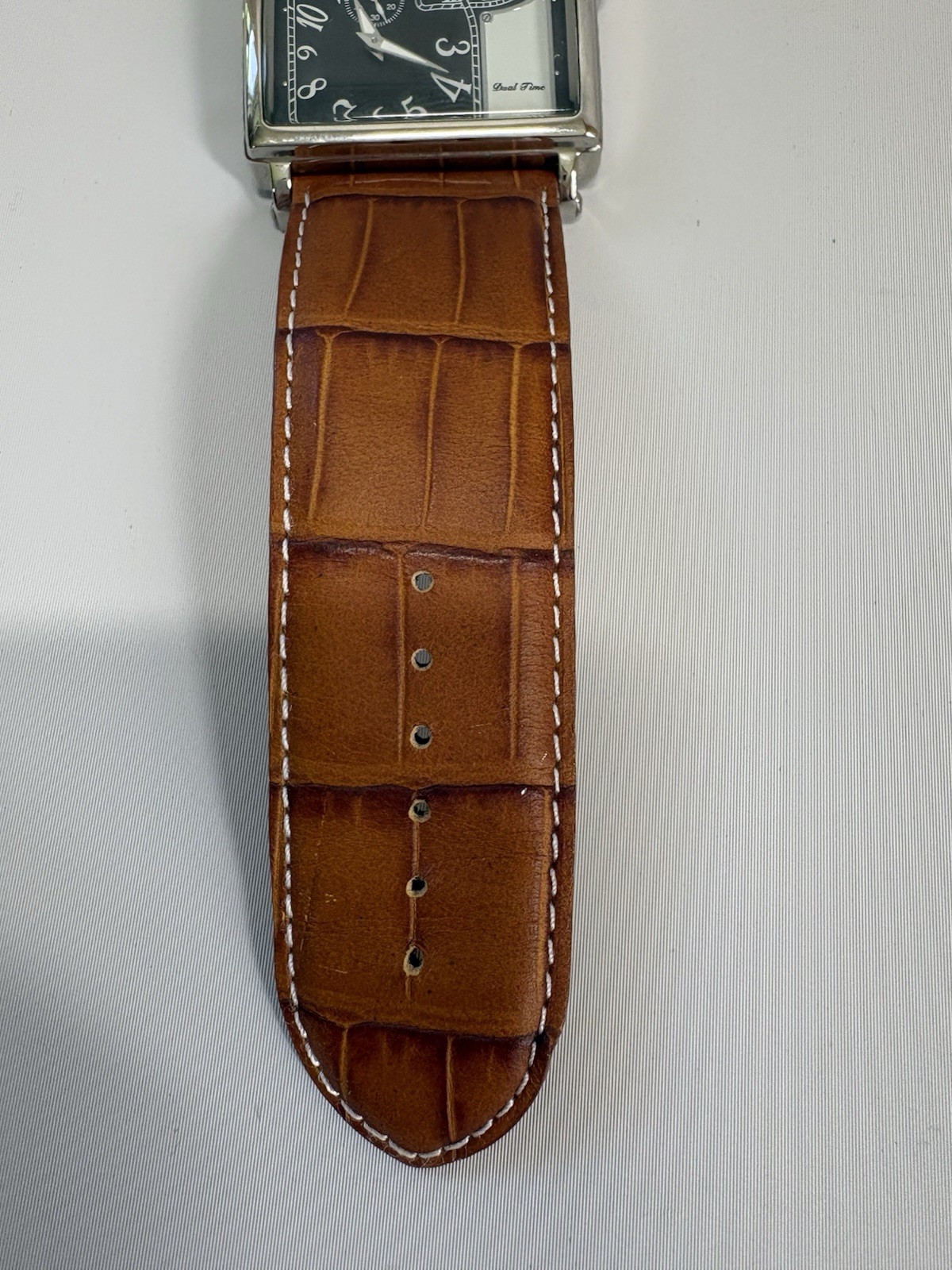 Adee Kaye Beverly Hills Dual Time Watch Square Brown Leather Band AK410M