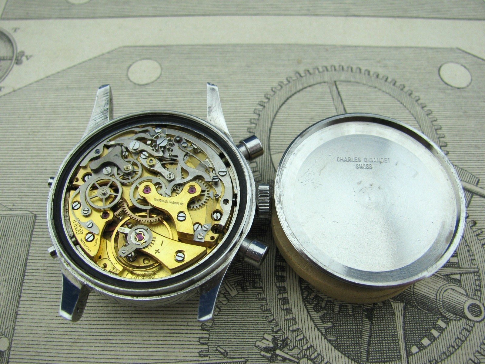 Wakmann Triple Date Calendar Chronograph Reverse Panda Dial Original Unpolished