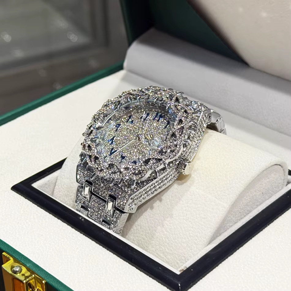 Fashion Diamond Watch Men Thorny Bezel Hip Hop Lced Qut Bling Jewelry Quartz Wri