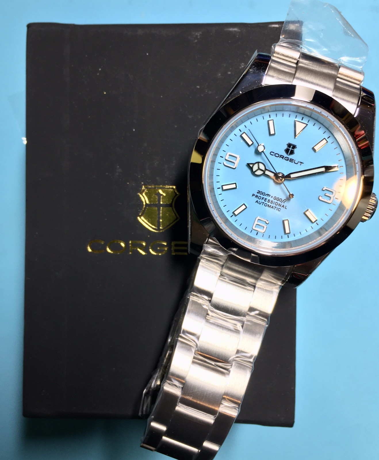 CORGEUT 3 6 9 DIAL 39MM TURQUOISE EXPLORE MIYOTA 8215 AUTO SAPPHIRE STAINLESS