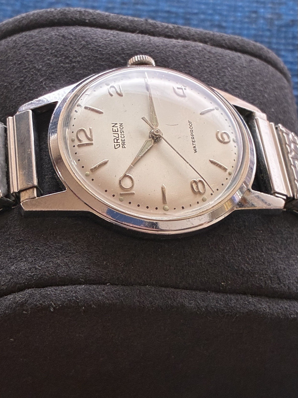 Vintage 1960 Gruen Precision 510RSS Manual Watch Stainless Lume Dauphine- Runs
