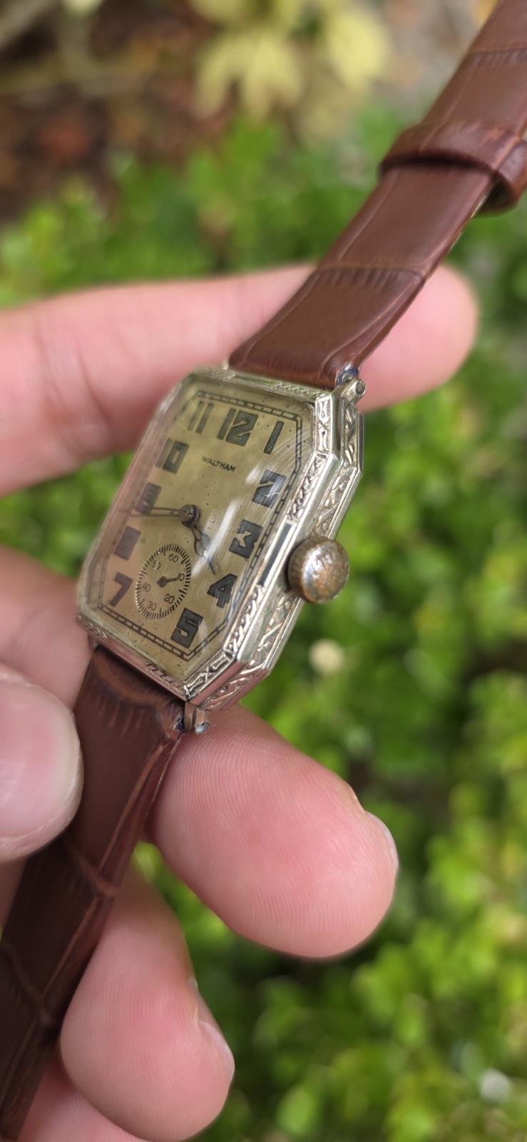 Vintage Antique 1927 Waltham Sapphire 14K WGF 15 Jewels Men’s Art Deco Watch