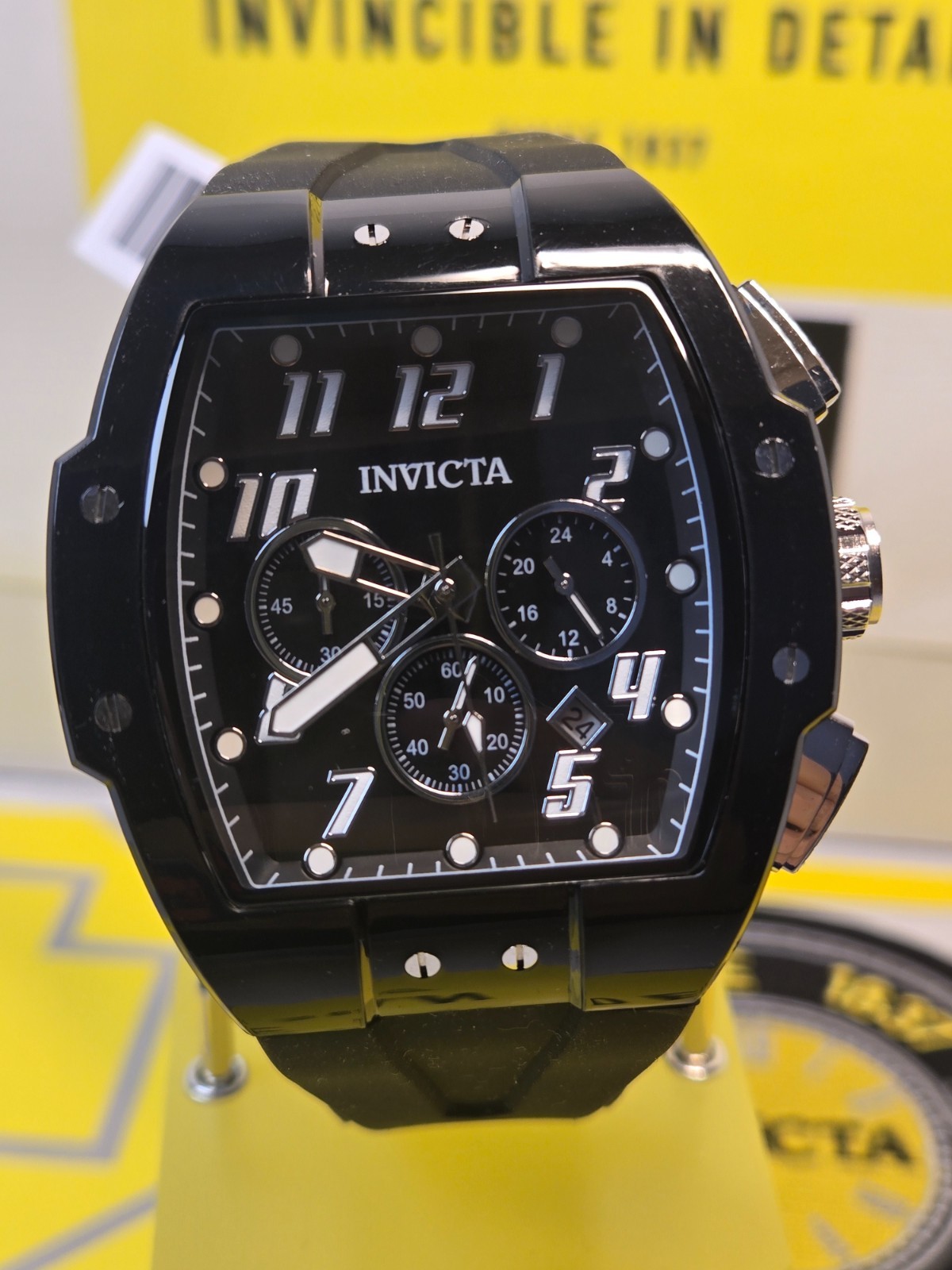 Invicta S1 Rally Anatomic Chrono Men’s Watch 47mm Black with Back Dial Date NEW