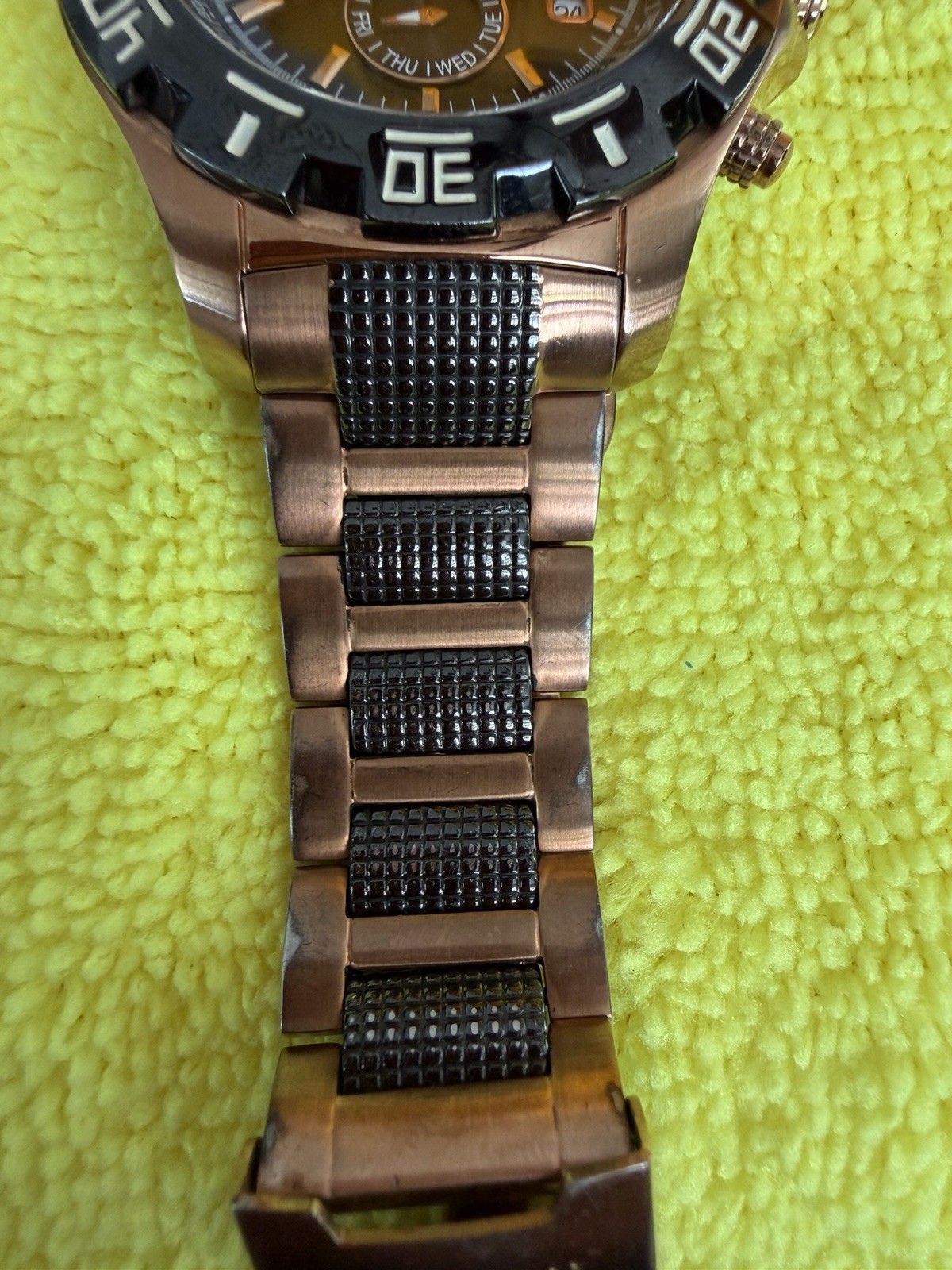 Invicta 1221 Mens Watch 46mm Chronograph Gold Tone Stainless New Battery