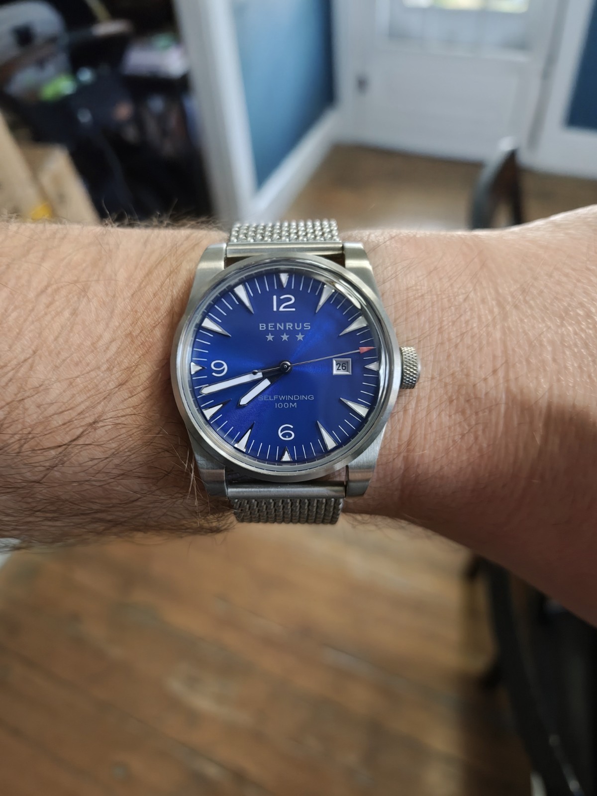 Benrus Classic C3-SA-BL-SM Blue Sunburst Dial Steel Date 41MM Men’s Automatic