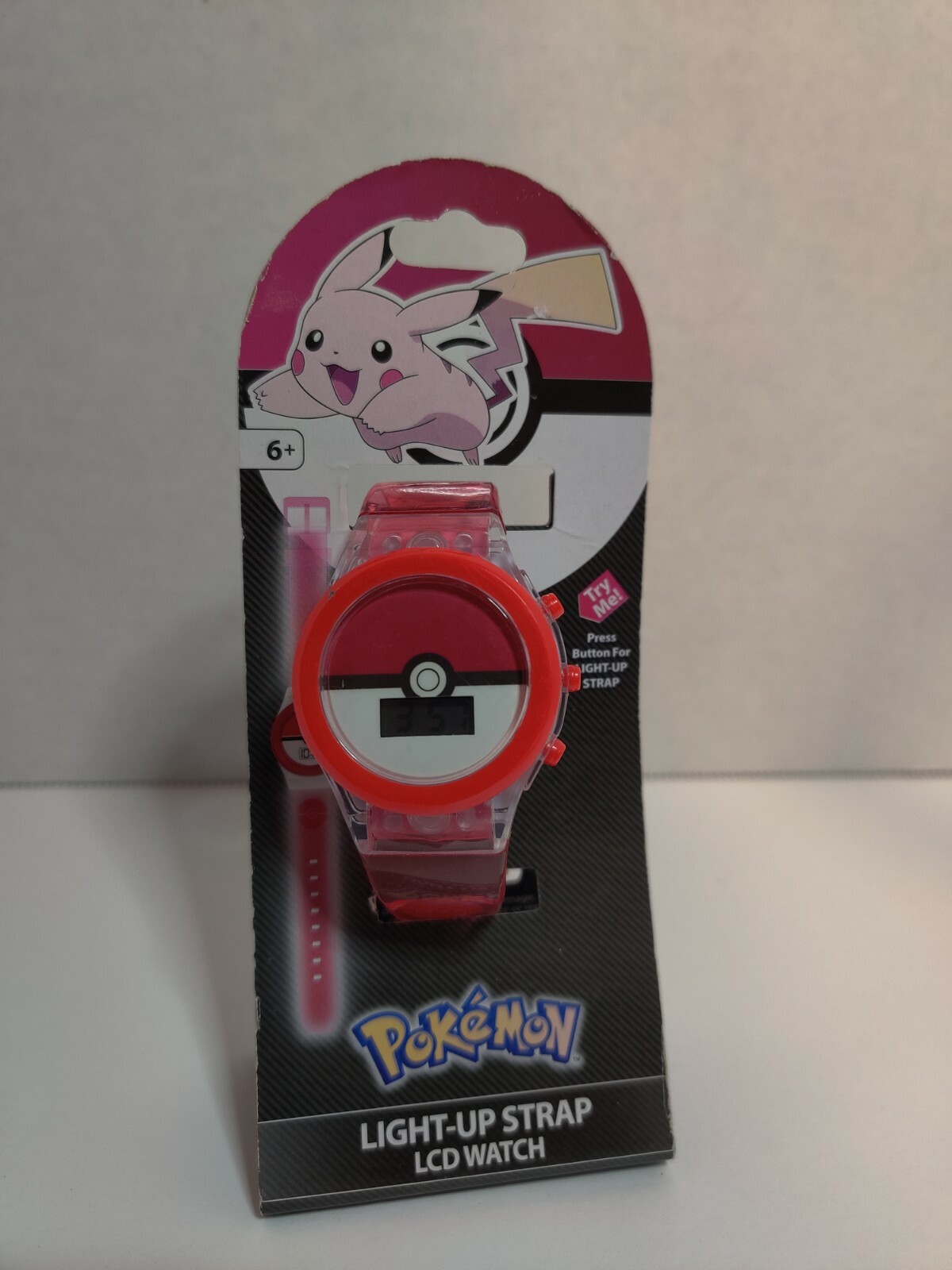 Nintendo Pokemon Pokeball LCD Watch Clear Digital Red Light-Up Strap NEW