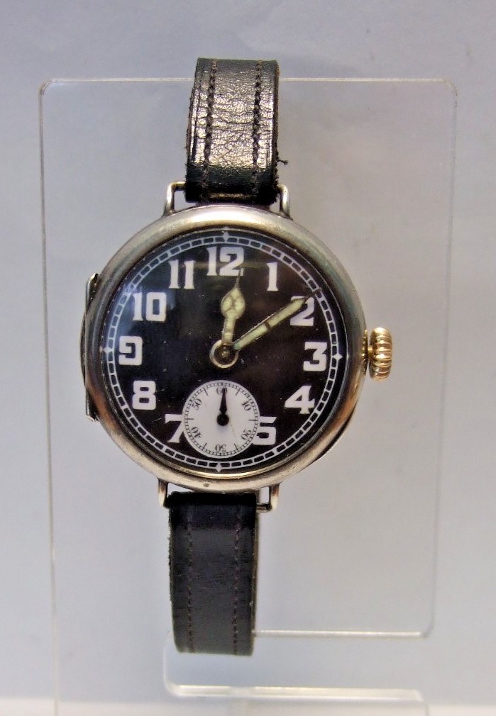 Antique WWI Era Swiss Sterling Silver Trench Watch – DFC Mechanical Cylinder Esc