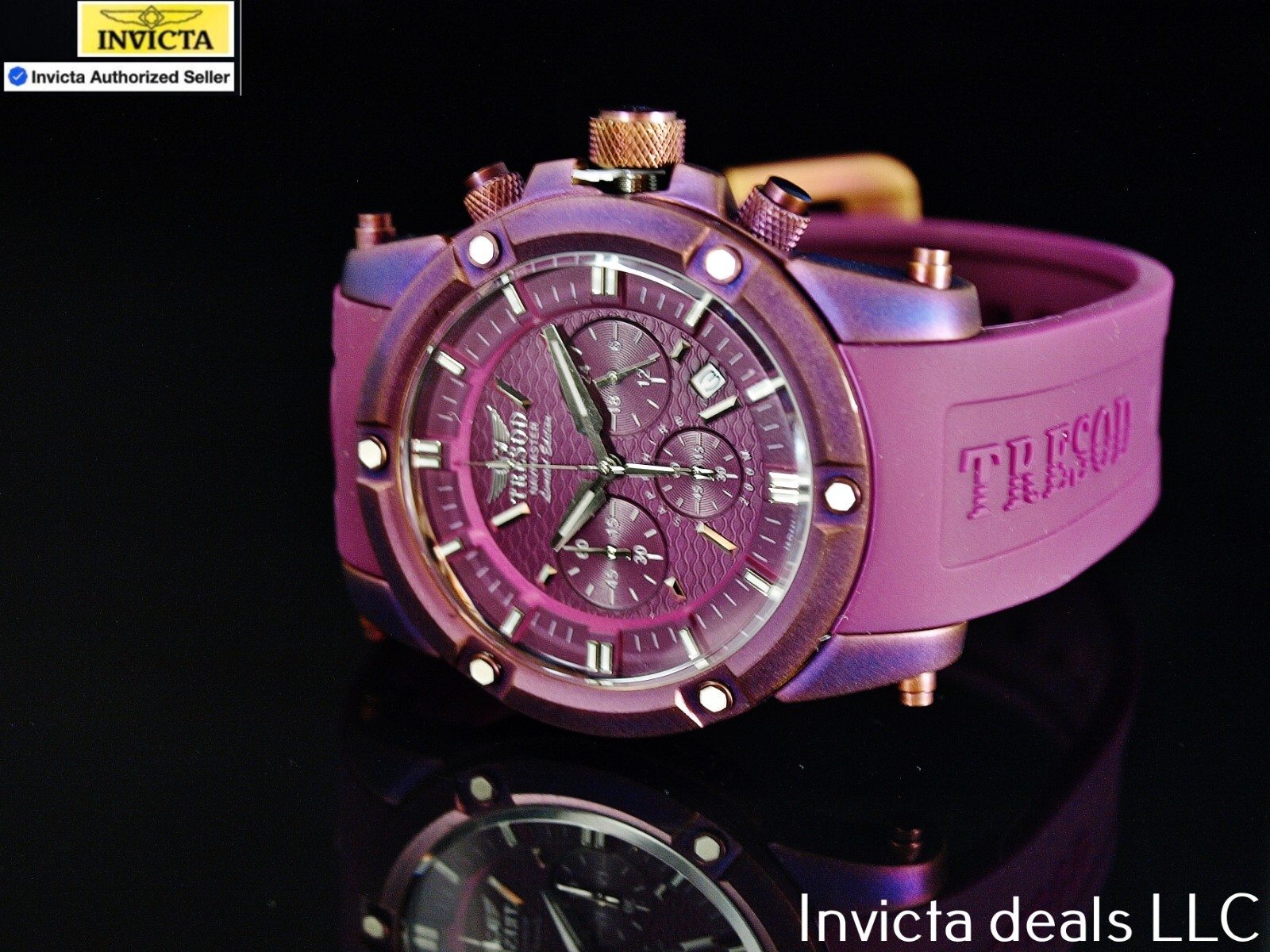 Tresod Men’s NAVMASTER Chrono SANDBLASTED Magenta Tone Sapphire Crystal SS Watch