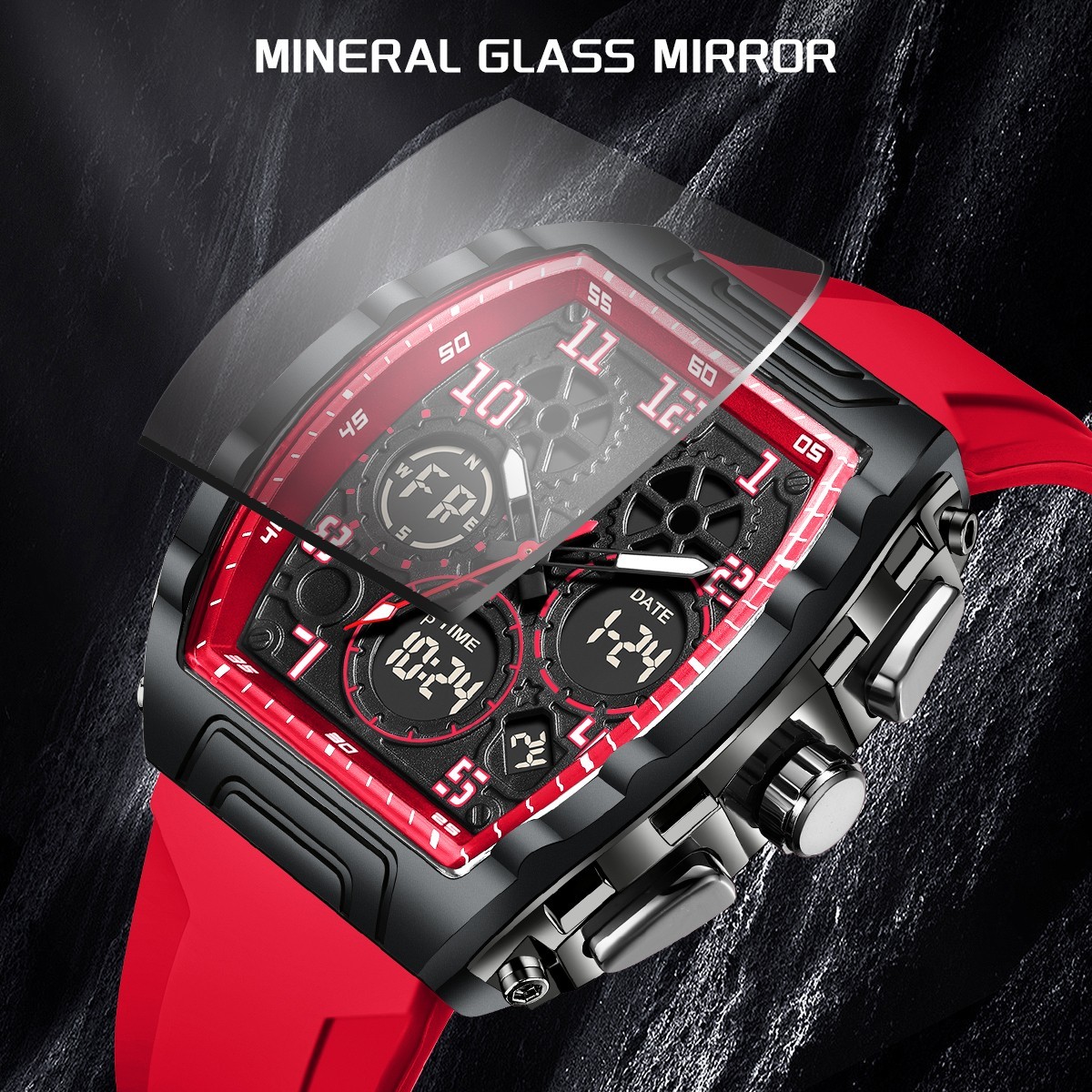 Men Watch Quartz LED Backlight Date Luminous Chronograph Waterproof Wristwatch